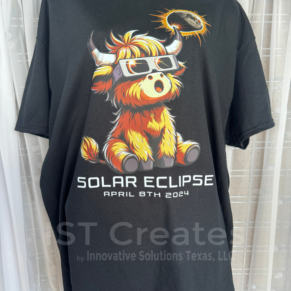 Highland cow eclipse tshirt