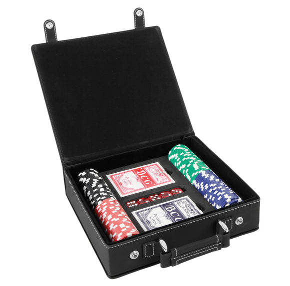 Laser Engraved Leatherette 100 Chip Poker Set