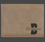 Laser Engraved Leatherette Bi-fold Wallet with Flip ID Display
