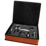 Laser Engraved Leatherette 5-piece Wine Tool Gift Set