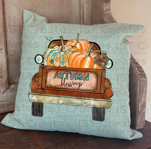 Autumn Truck Sublimated 18" x 18" Throw Pillow Cover