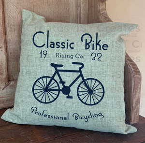 Classic Bike Sublimated 18" x 18" Throw Pillow Cover