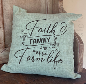 Faith Family Farm Life Sublimated 18" x 18" Throw Pillow Cover