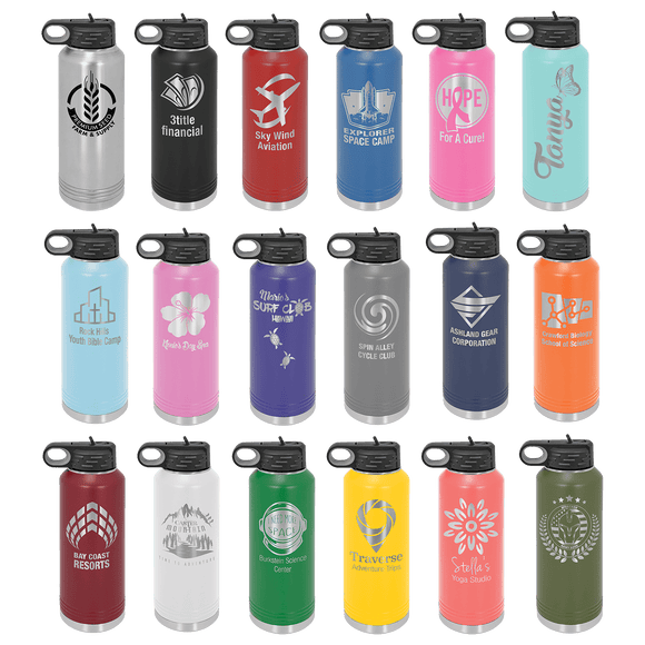 Laser Engraved 40 oz Stainless Steel Double Wall Water Bottle