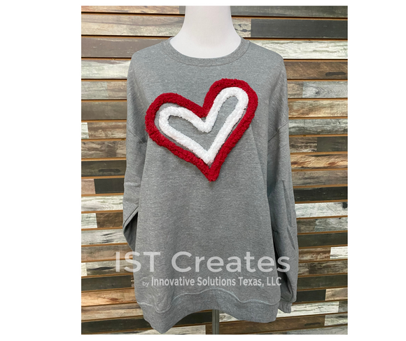 Double heart embroidered crewneck sweatshirt
