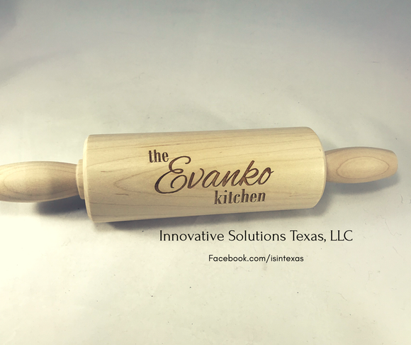 Small laser engraved wooden rolling pin
