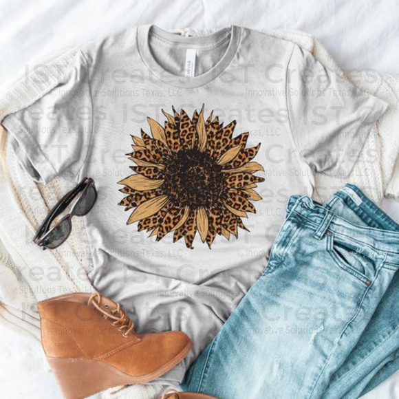 Leopard Print Sunflower T-shirt