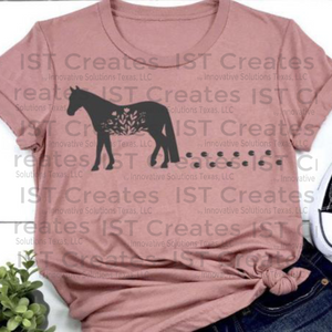 Walking Floral Horse T-shirt
